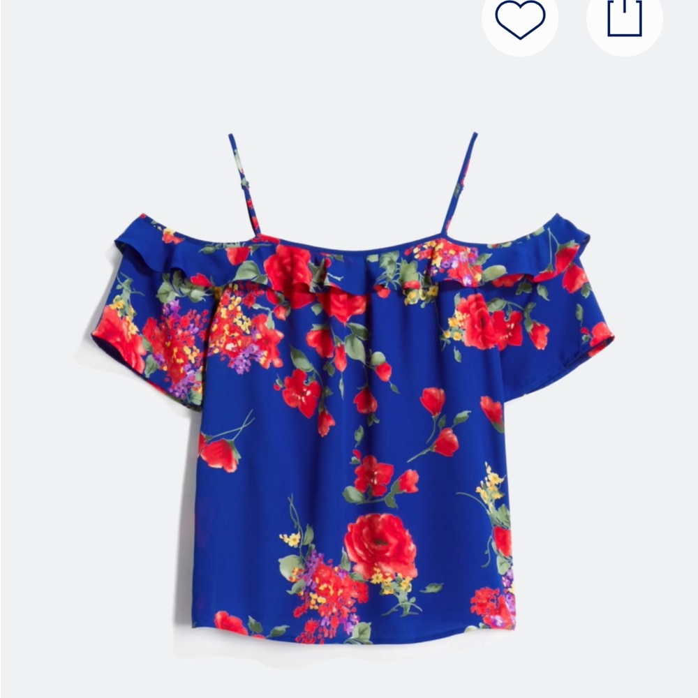 Skies Are Blue Royal Blue Cold-Shoulder Floral Camisole